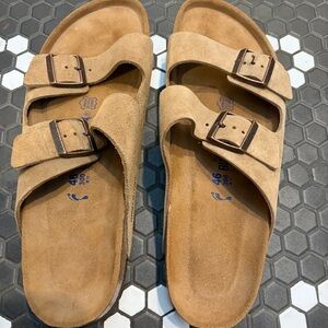 Birkenstock Men’s Arizona Sandal Suede Latte Cream Size 46 US13 Soft Footbed
